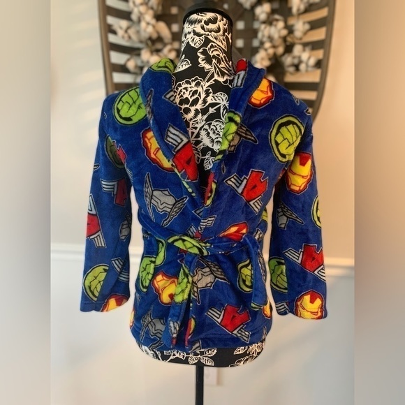 Avengers Boys Girls Robe 6-7 Blue yellow green red polyester Comics Marvel Super - Picture 5 of 6